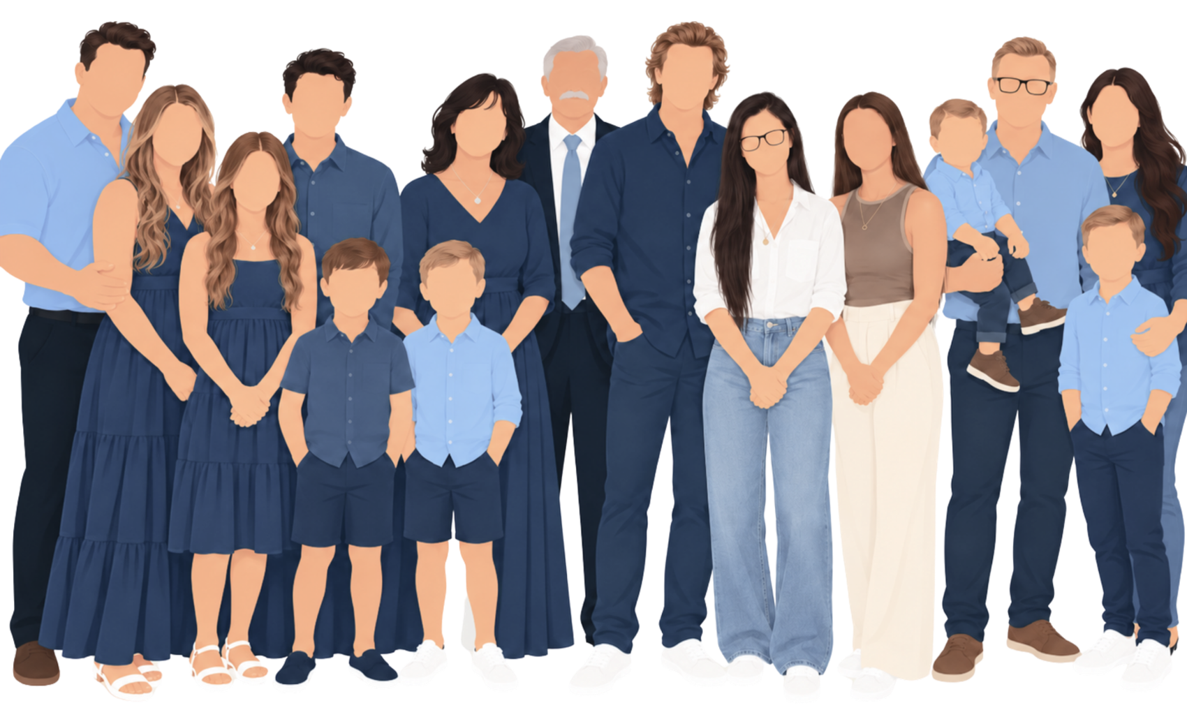 Illustration of the Safira family, spanning generations